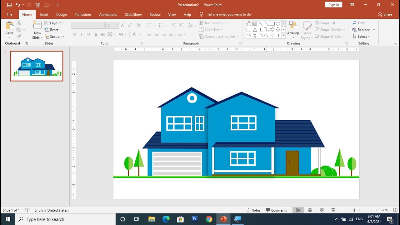 How to Create a House Vector in Microsoft Office PowerPoint Tutorial PPT File