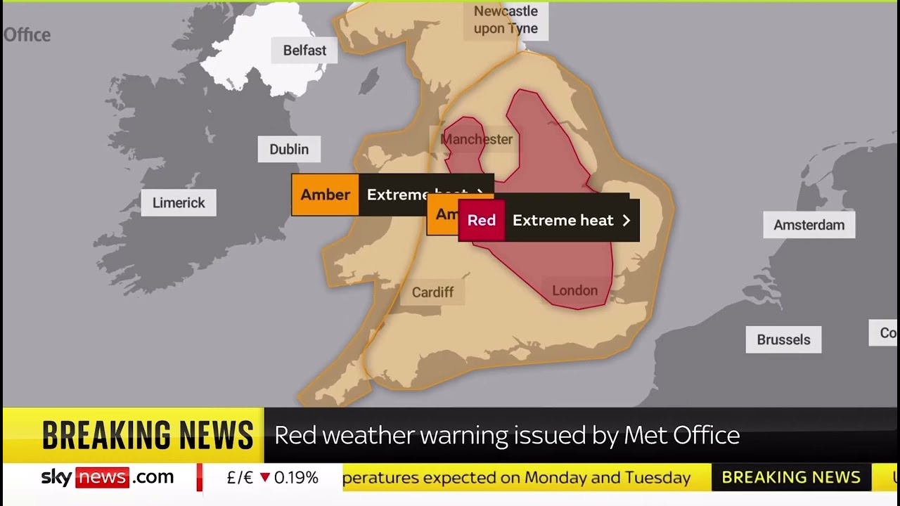 Sky News - News breaks of Red weather warning | Extreme heat 15/07/2022