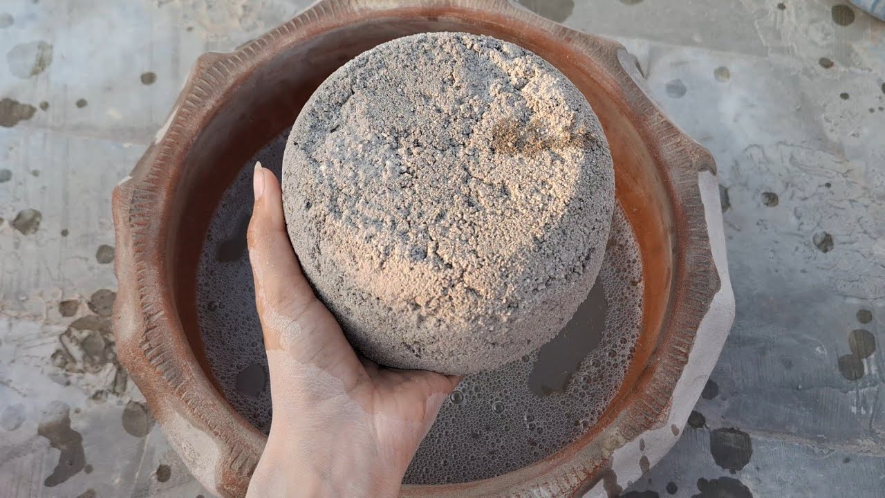 New video Reused cement dry&Water clay pot crumbling satisfying