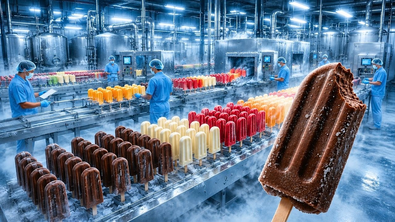 C&Oacute;MO se FABRICA el HELADO en una MEGA F&Aacute;BRICA 🍦  El proceso industrial m&aacute;s delicioso del mundo