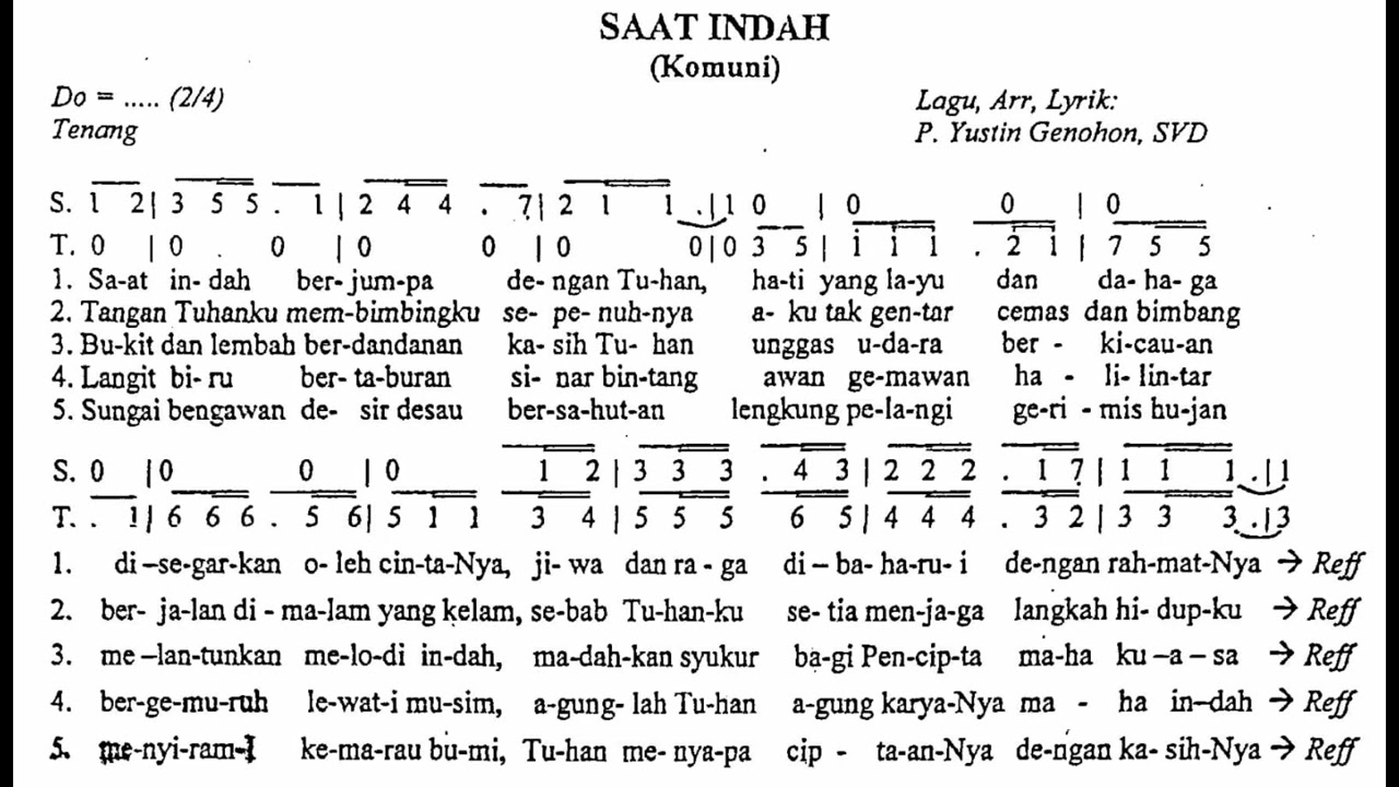 SAAT INDAH - Cipt. P. Yustin Genohon, SVD - Lagu Komuni