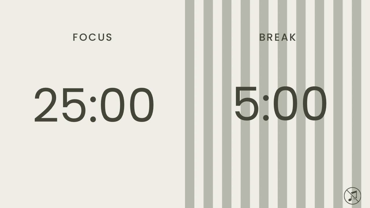25/5 Pomodoro Timer | 4 x 25 min | Focus | Study | Reflection | Productivity