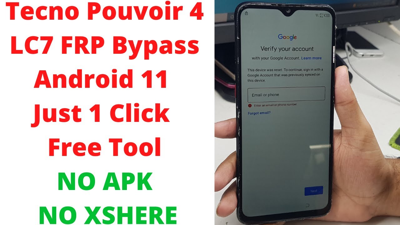 Tecno Pouvoir 4 LC7 FRP Bypass Android 11 Just 1 Click Free Tool | tecno lc7 frp bypass android 11