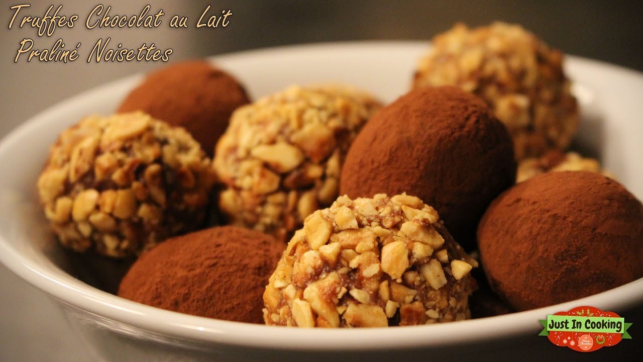 ❅ Recette de Truffes Chocolat au Lait, Praliné, Noisettes ❅