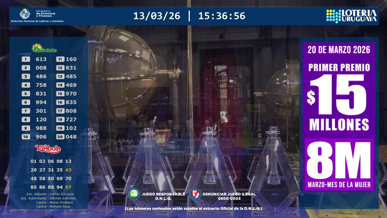 Emisión en directo de Loteria Uruguaya