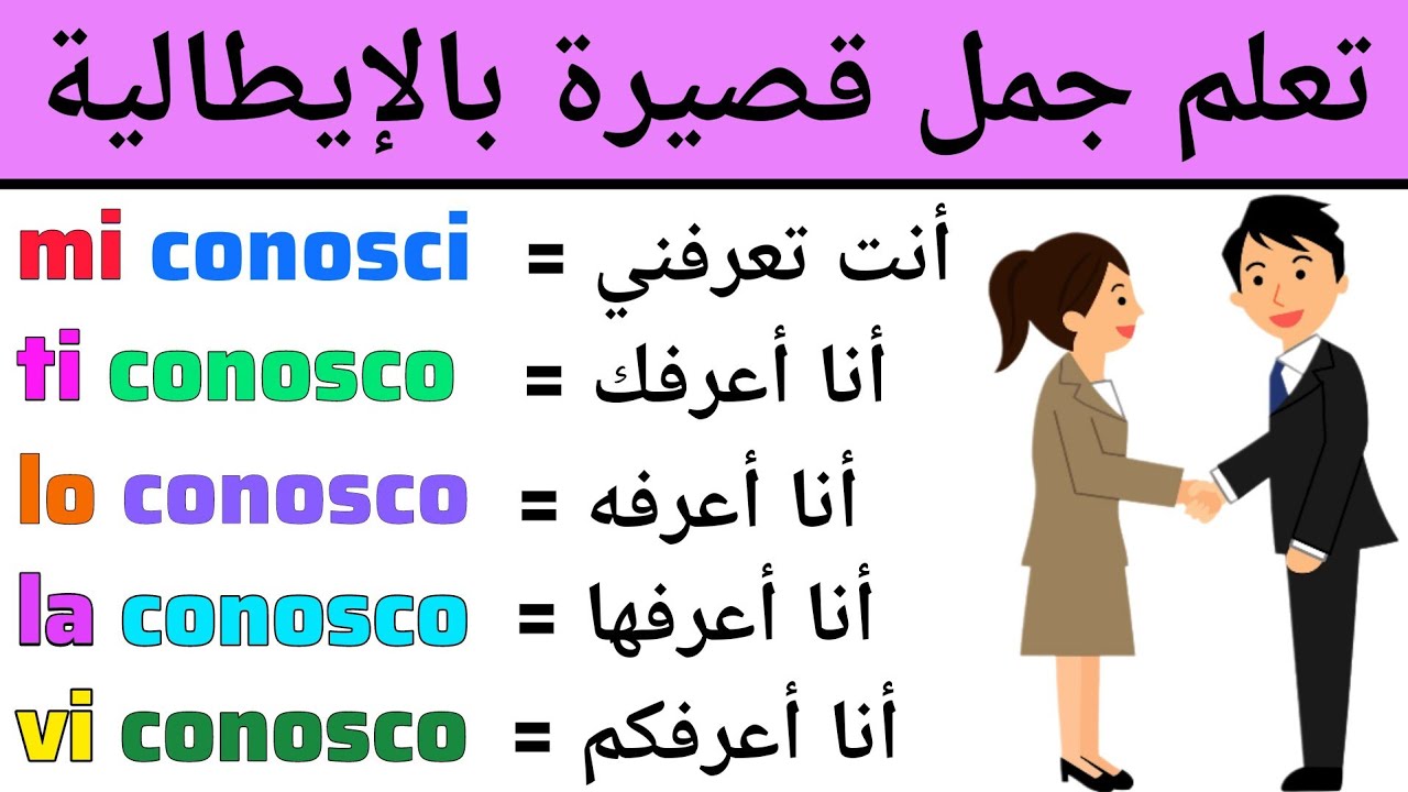 تعلم جمل قصيرة بإستعمال ضمائر المفعول مع الفعل conoscere باللغة الإيطالية