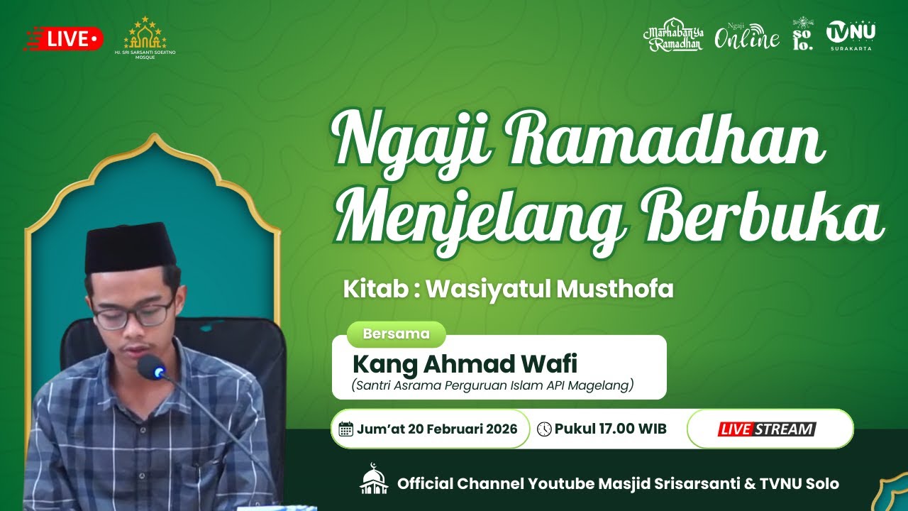 🔴 (LIVE) KAJIAN RAMADHAN MENJELANG BERBUKA MASJID SRI SARSANTI SOEJITNO PAJANG - 2 RAMADHAN 1447 H