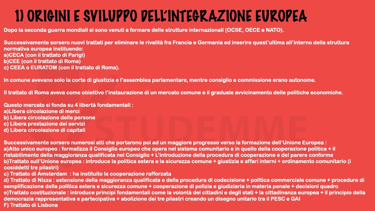 VIDEO RIASSUNTO DIRITTO UNIONE EUROPEA COMPLETO