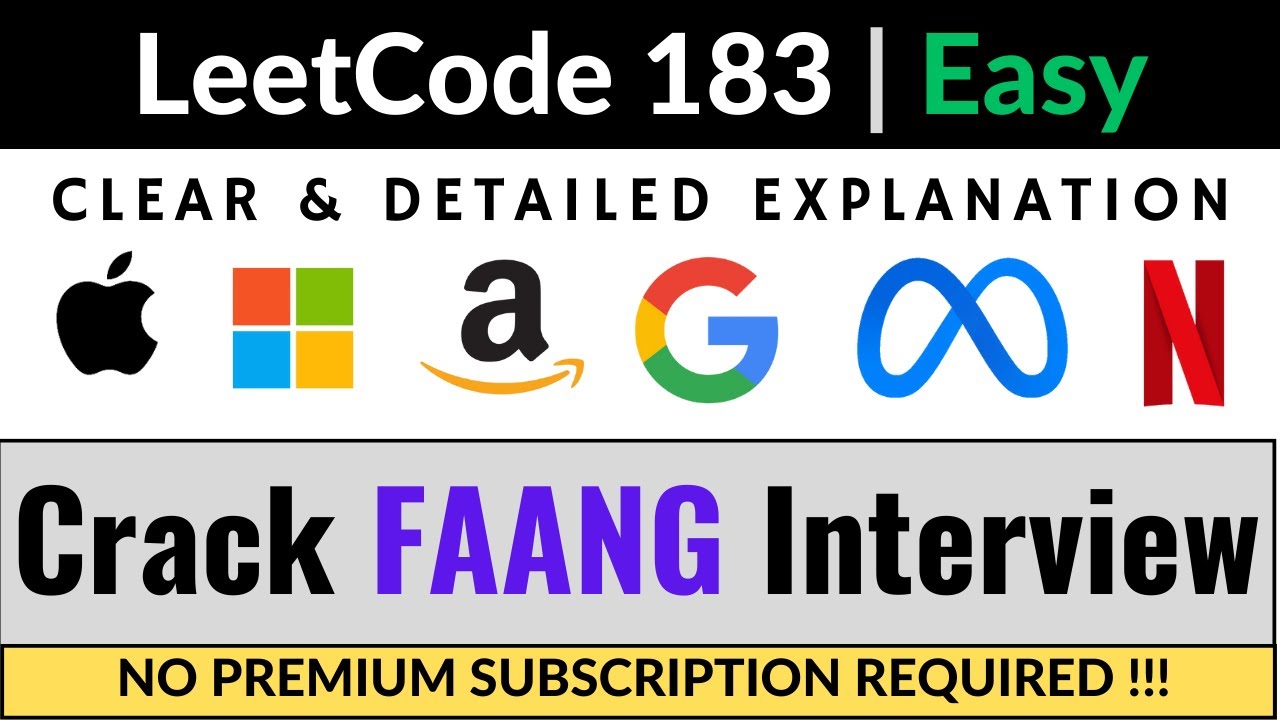 Leetcode 183 - Customers Who Never Order - Python Solution | FAANG Interview - Everyday Data Science