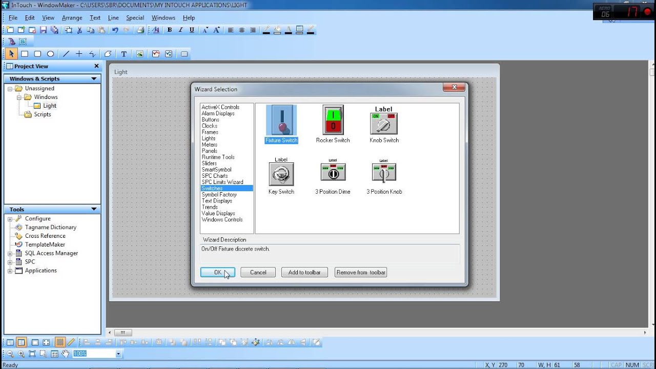 Scada Wonderware Basic Tutorial 1 Light On OFF