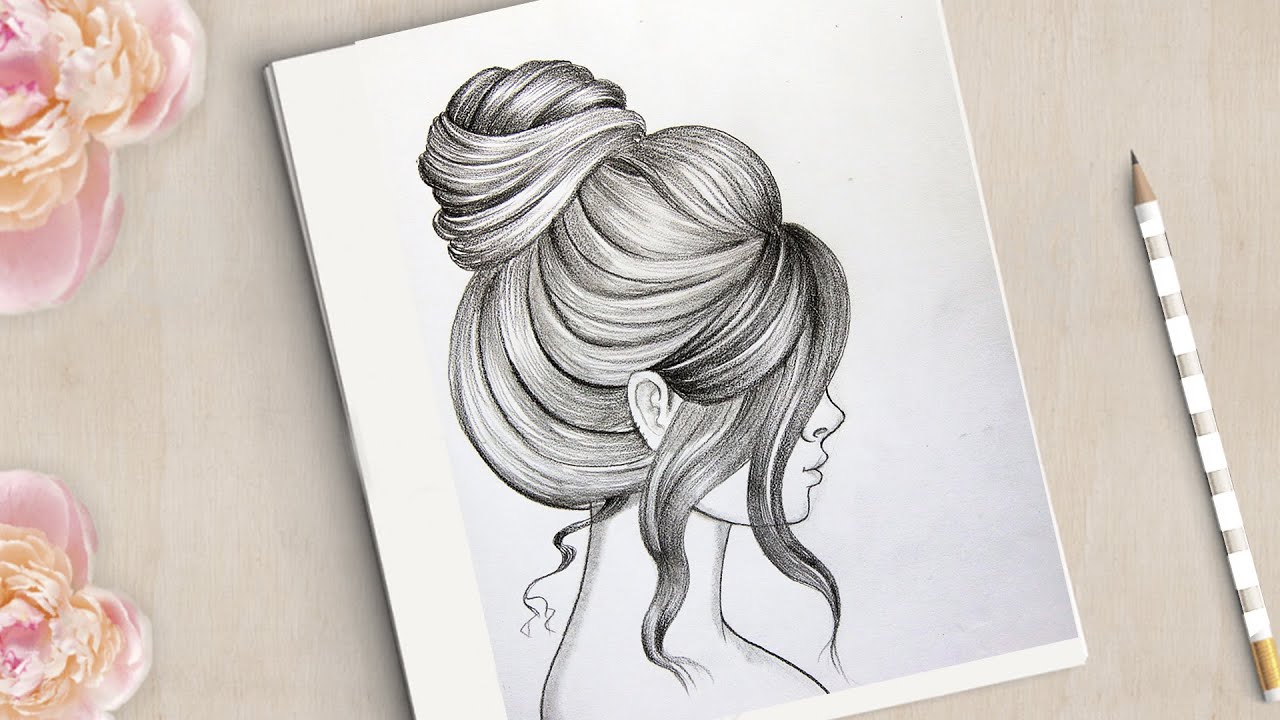 How to draw a Girl with Beautiful Hair Style Very Easy | Hair Drawing | girl drawing