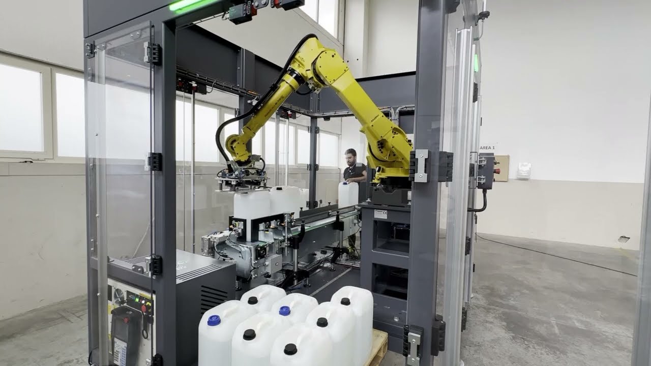 Pallettizzatore Robot KRONOS per Taniche / Tanica / Contenitori compatto di Robotek Group S.r.l.