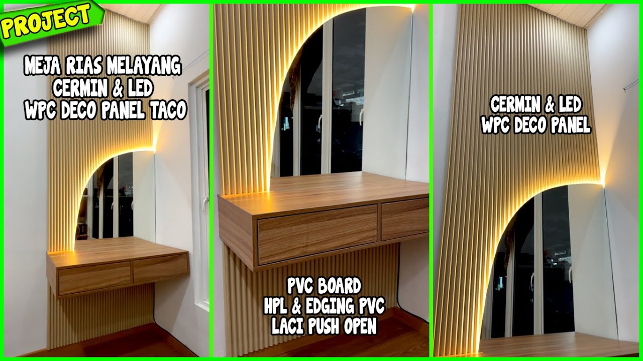 RENOVASI KAMAR PART 4 - MEMBUAT MEJA RIAS MELAYANG & CARA PEMASANGAN TACO WPC DECO PANEL TANPA LEM