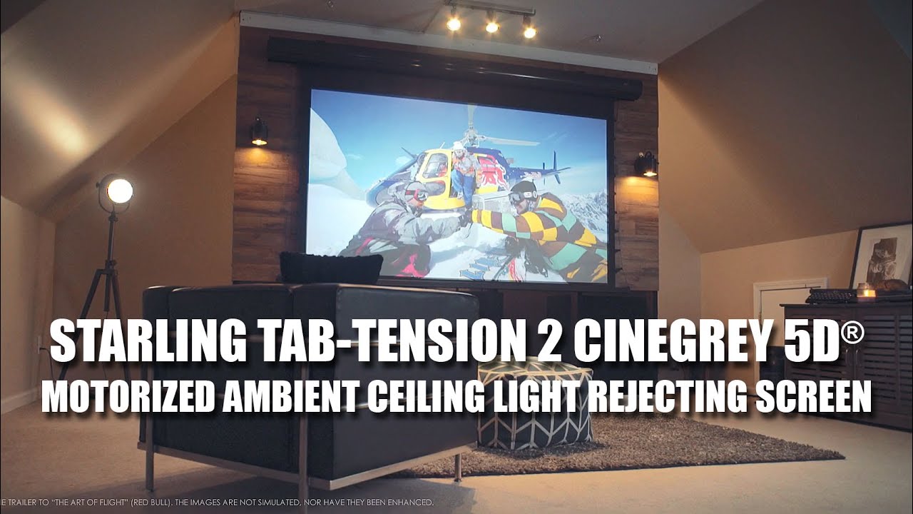 ✅Elite Screens Starling Tab-Tension CineGrey 5D Ceiling Ambient Light Rejecting Electric Screen