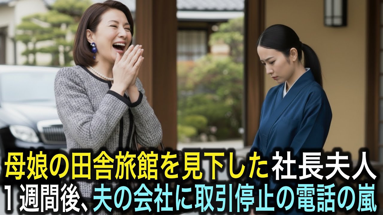「嘘でしょ。ボロすぎて泊まれない。」母娘の田舎旅館を見下した社長夫人。翌週、夫の会社に取引停止の電話が鳴り止まず