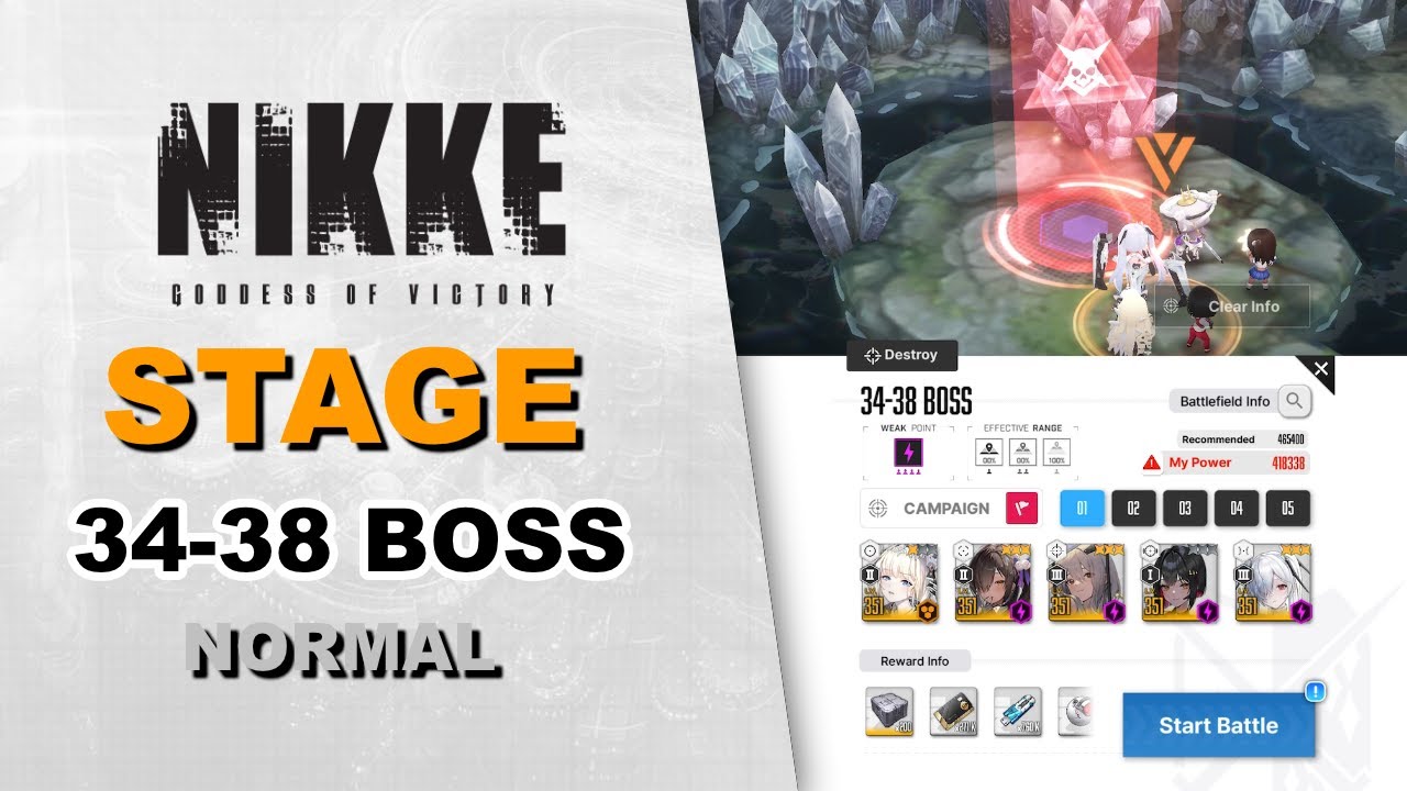 Stage 34-38 BOSS (Behemoth) Normal Mode | Goddess of Victory: Nikke