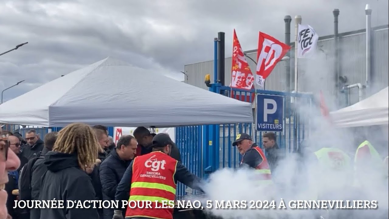 5 mars 2024, rassemblement pour les salaires devant l’usine Safran de Gennevilliers