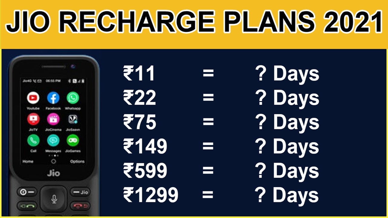 Jio New  Plans in 2021 ||  Jio Phone Recharge in 2021 || Jio Validity Recharge in 2021