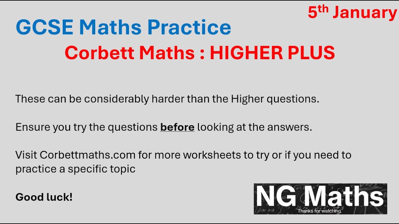 GCSE MATHS - 5-a-day - HIGHER PLUS - 5th January
