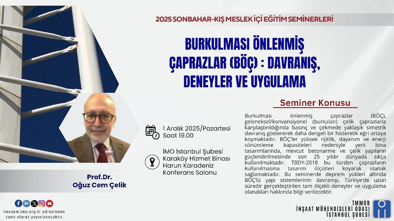 Burkulması Önlenmiş Çaprazlar (BÖÇ): Davranış, Deneyler ve Uygulama - Prof. Dr. Oğuz Cem Çelik