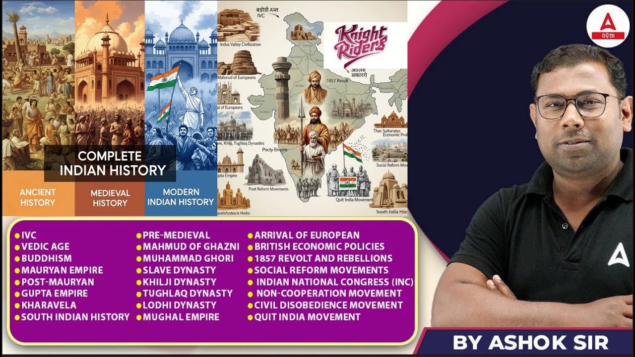 Complete Indian History in Odia I India History MCQs for Competitive Exams | History by Ashok Sir