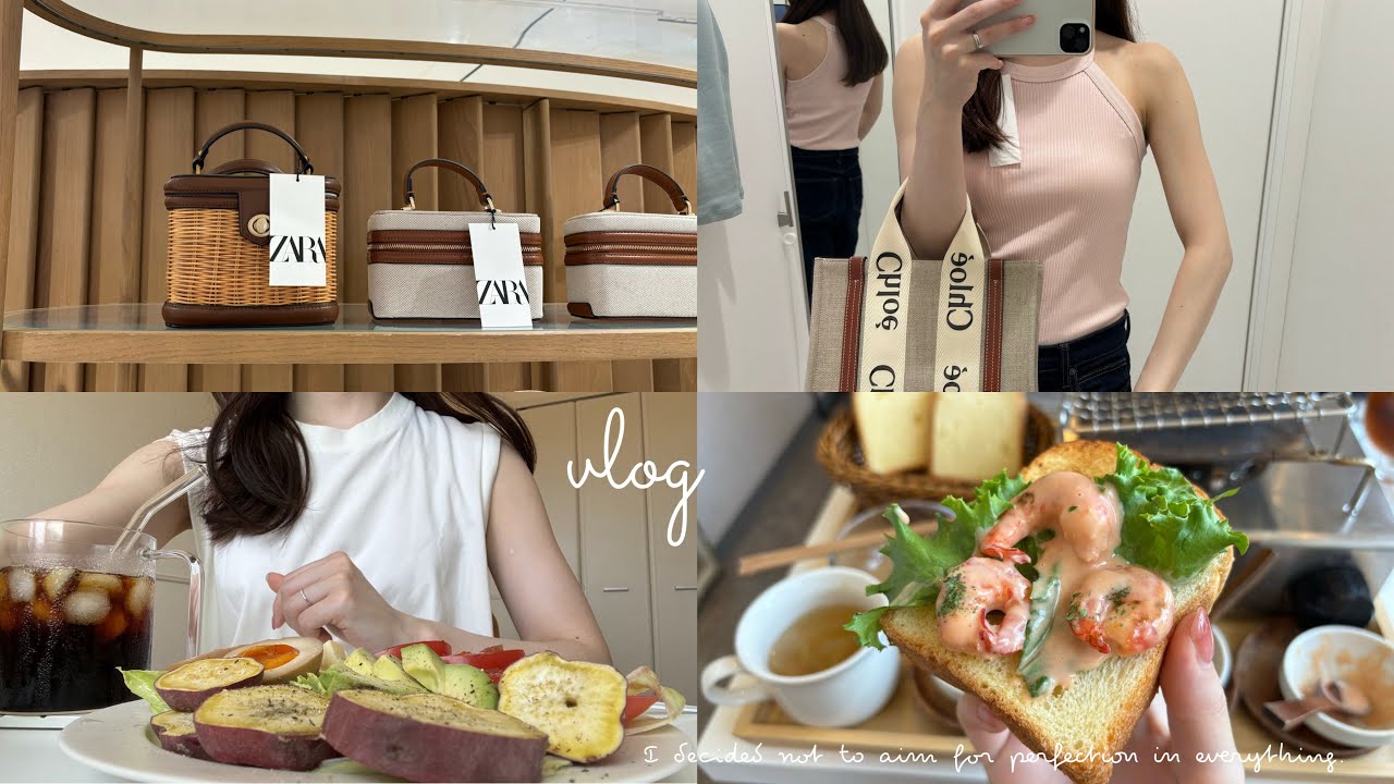 〔vlog〕UNIQLOとZARAに通う夏ムードな休日🍉,カフェ開拓とダイエット飯🍴