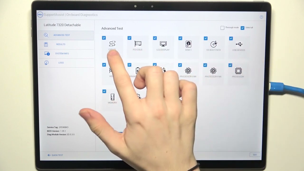 Как провести диагностику DELL 7320 Detachable?