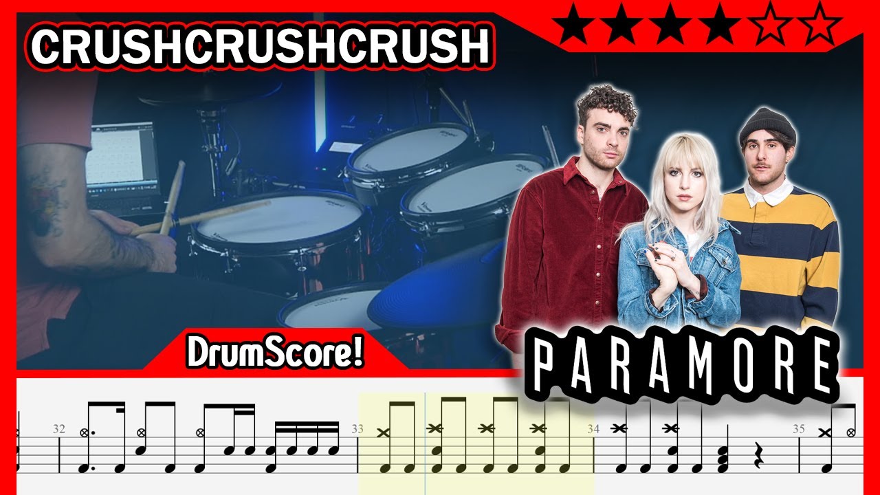 CrushCrushCrush - Paramore | Play-Along Drum Cover | SHEET MUSIC DRUM SCORE