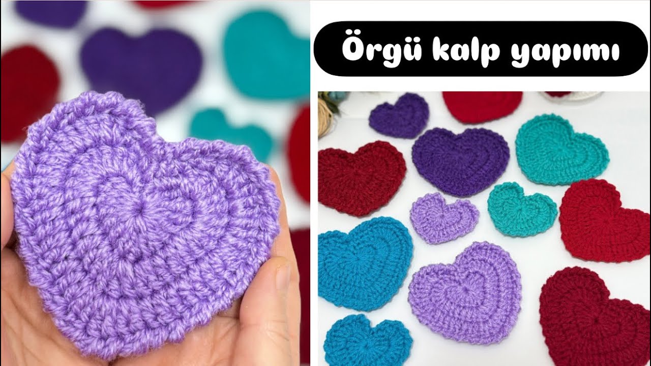 Kolay tığ işi örgü kalp yapımı💖 Crochet heart tutorial -easy crochet  