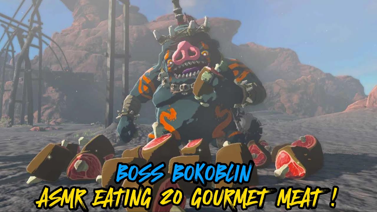 BOSS BOKOBLIN ASMR EATING 20 GOURMET MEAT ! (The Legend of Zelda: Tears of the Kingdom)