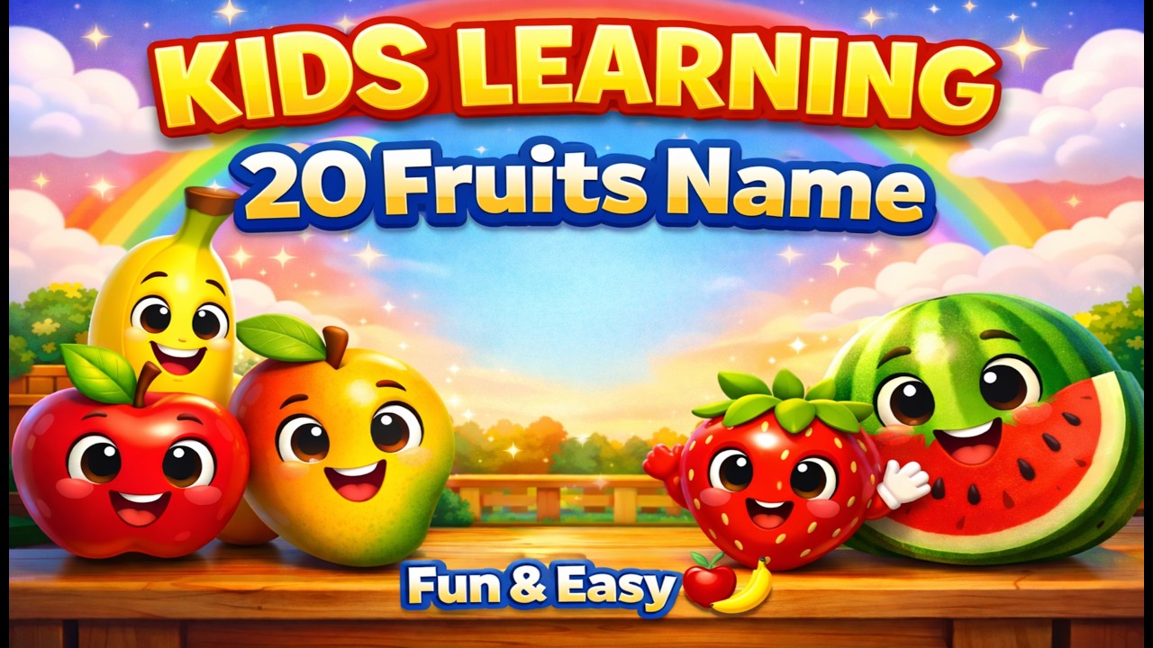 Kids Learning Video | 20 Fruits Name in English | Fun & Educational for Kids | Visual Learning Video