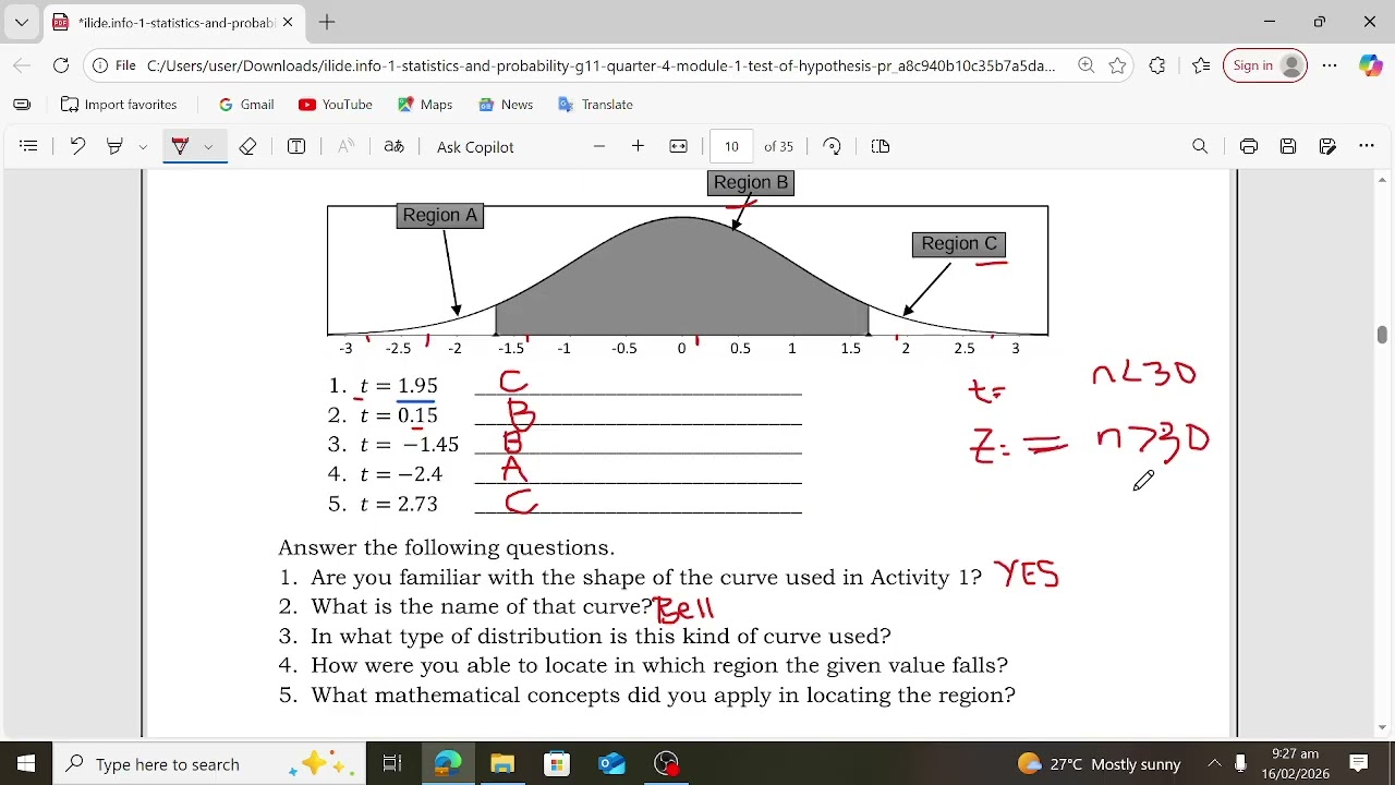 Statistics & Probability Quarter 4 Test of Hypothesis