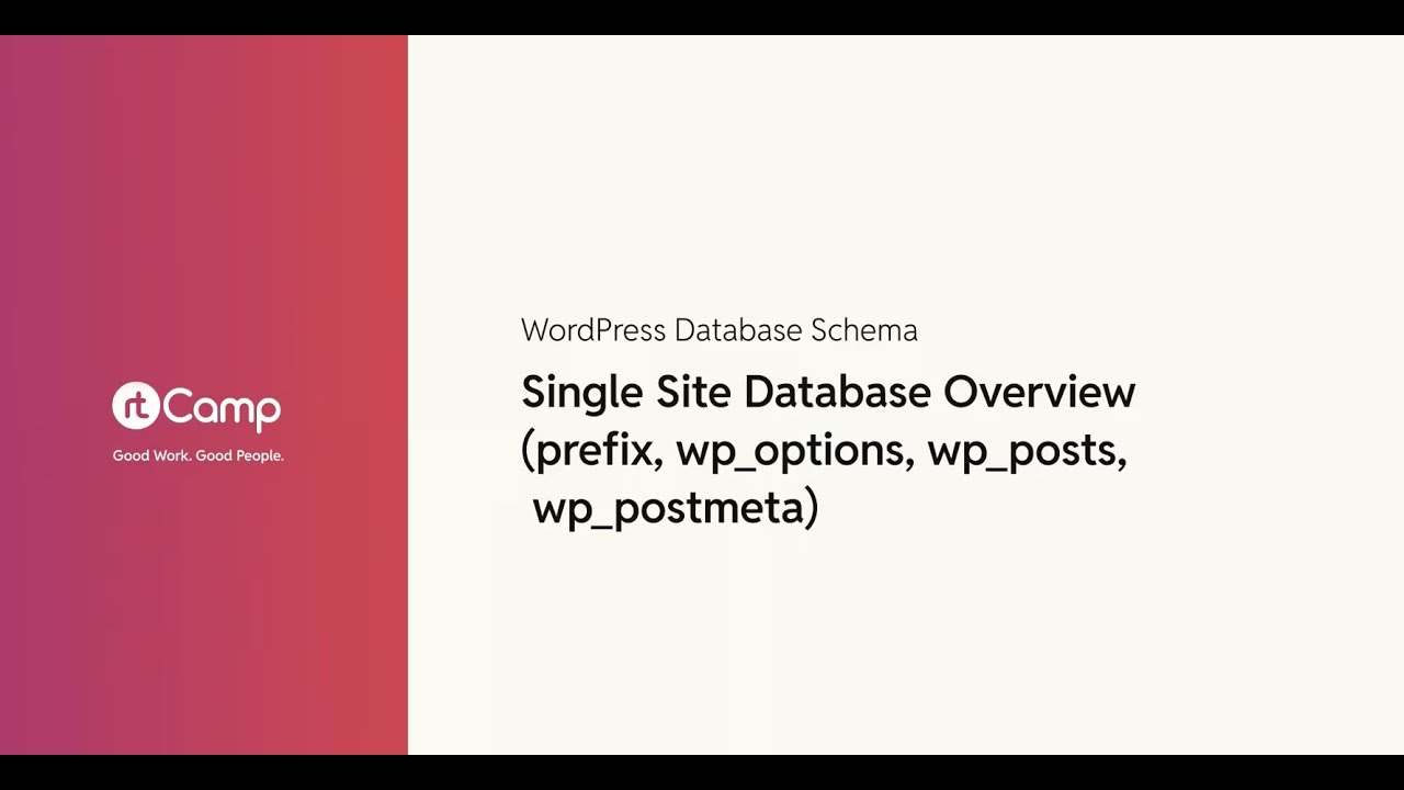 Single Site Database Overview (prefix, wp_options, wp_posts, wp_postmeta)