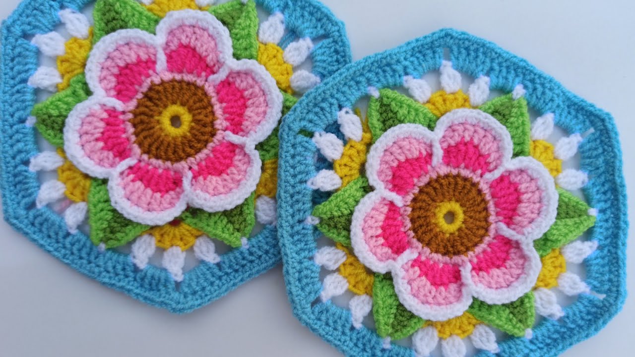 موتیف شماره ۱ 😍❤️پتو فریدا | fridablanket  #پتو_فریدا  موتیف شش گوش | موتیف قلاببافی motifcrochet 🌹