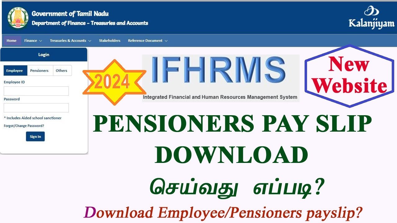 Pensioners pay slip download online tamil//Kalanjiyam//IFHRMS//new #pensioners#payslip#download