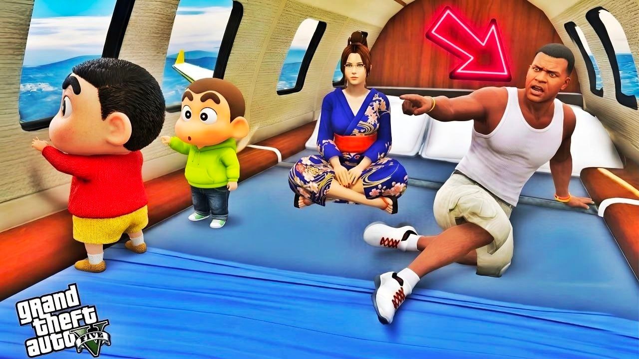 Shinchan & Franklin Enjoying First Flight in GTA 5 😱✈️ | Tamil Mod Gameplay | GTA MEENU