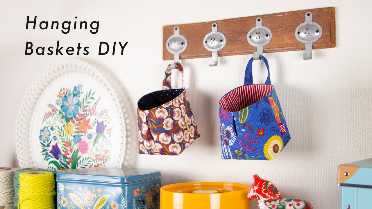 直線縫いだけで立体的になる【ハンギング バスケット】の作り方 / Hanging Fabric Baskets DIY