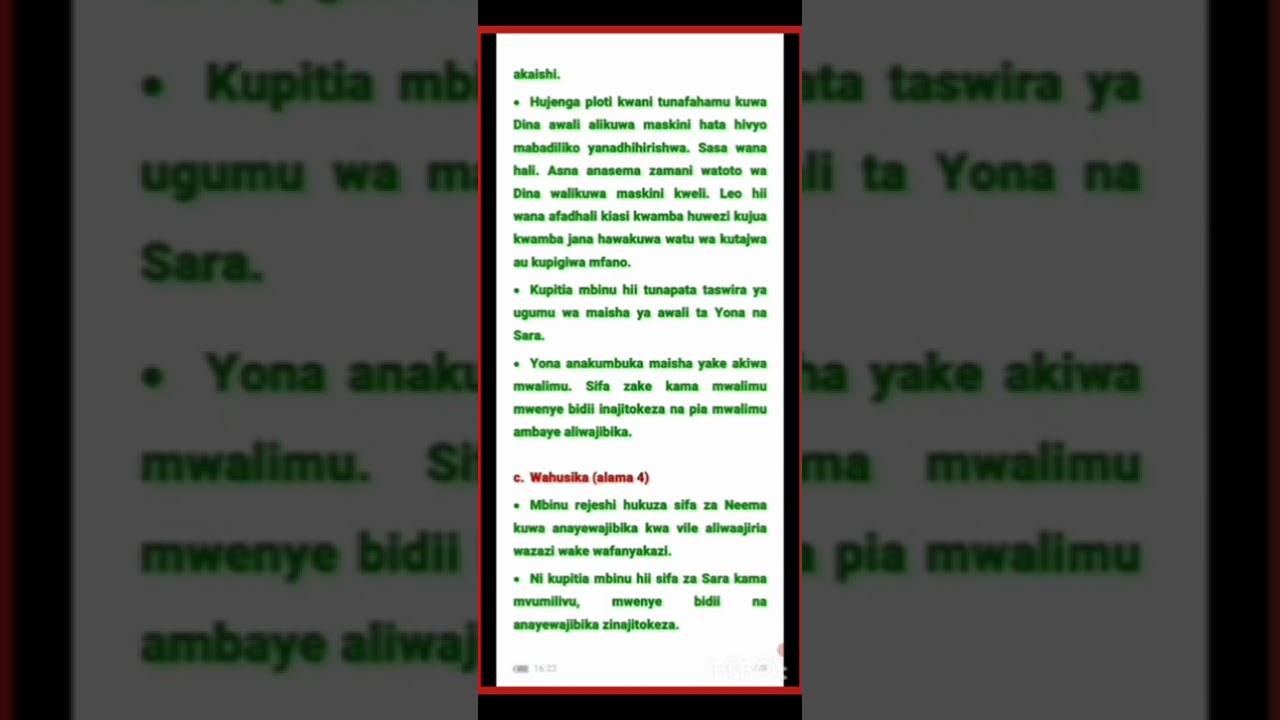 KCSE pp3 BEMBEA YA MAISHA . UMUHIMU WA MBINU REJESHI (MAUDHUI , PLOTI NA WAHUSIKA)