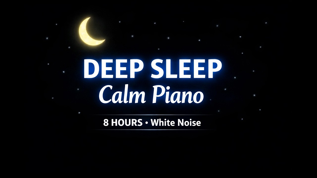 Calm piano music and soft white noise. This 8-hour deep sleep video helps with insomnia, baby sleep.