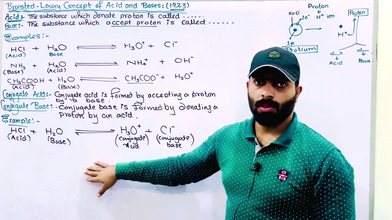 Bronsted Lowry Concept of acid and based || Chemistry Class 10 chapter 10