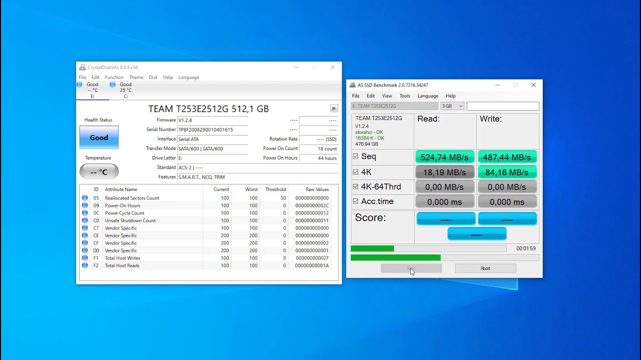 Test Speed SSD TEAMGROUP EX2 ELITE 512GB