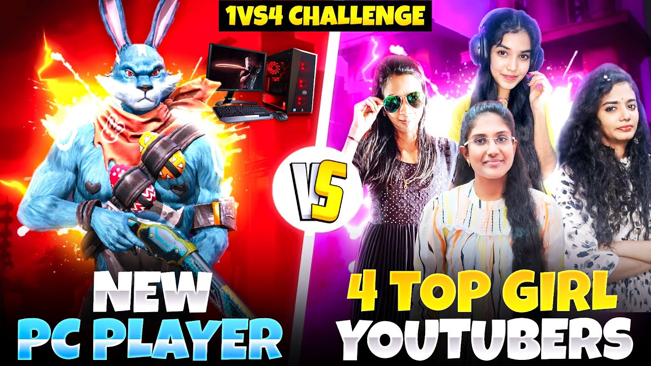 4 GIRL YOUTUBERS VS NEW PC LEGEND | 😱யாரு சாமி இந்த பொண்ணுங்க😭பாவம்⁉ FREEFIRE IND