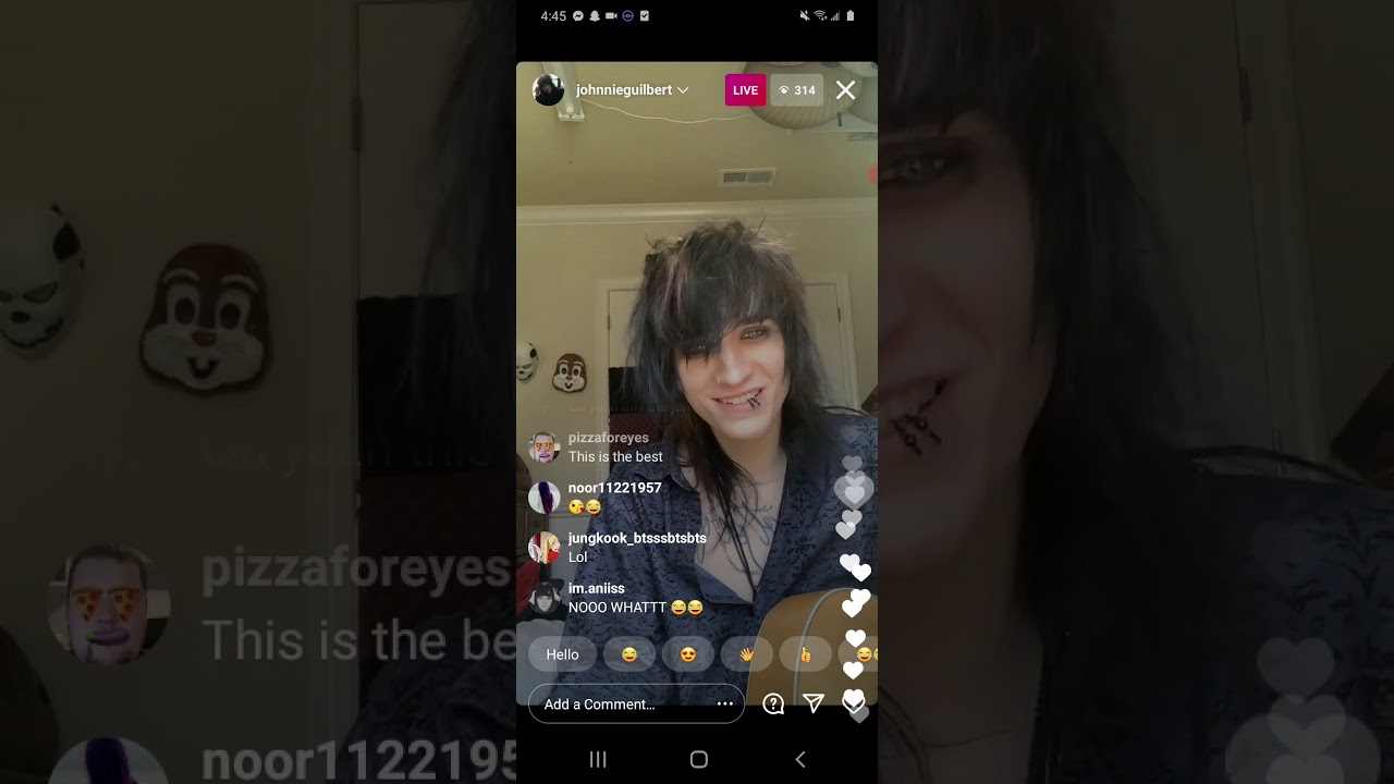 johnnie guilbert singing live on Instagram 2/01/2021