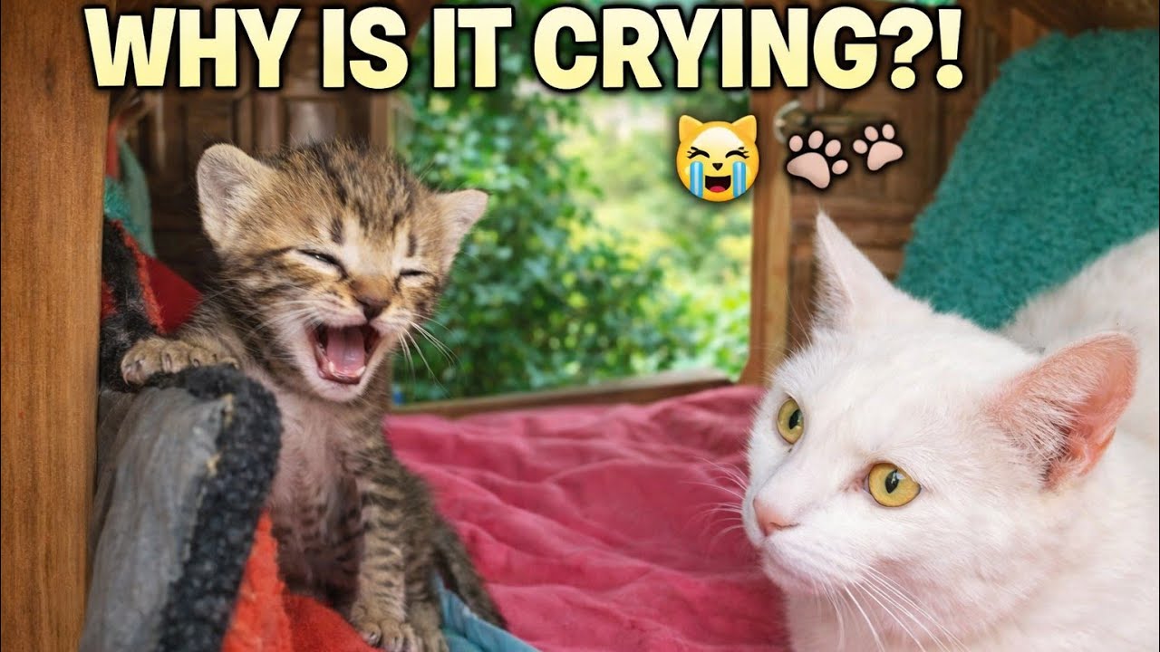 Confused Cat Doesn’t Know How To Handle A Loud Crying Orphan Kitten 😿🐾