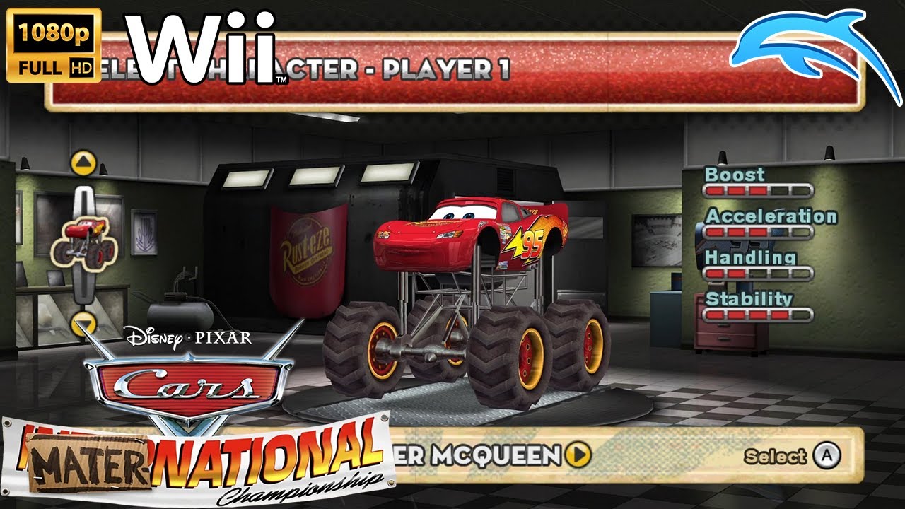 Cars Mater-National Championship | Monster McQueen Wii HD Gameplay (Dolphin)