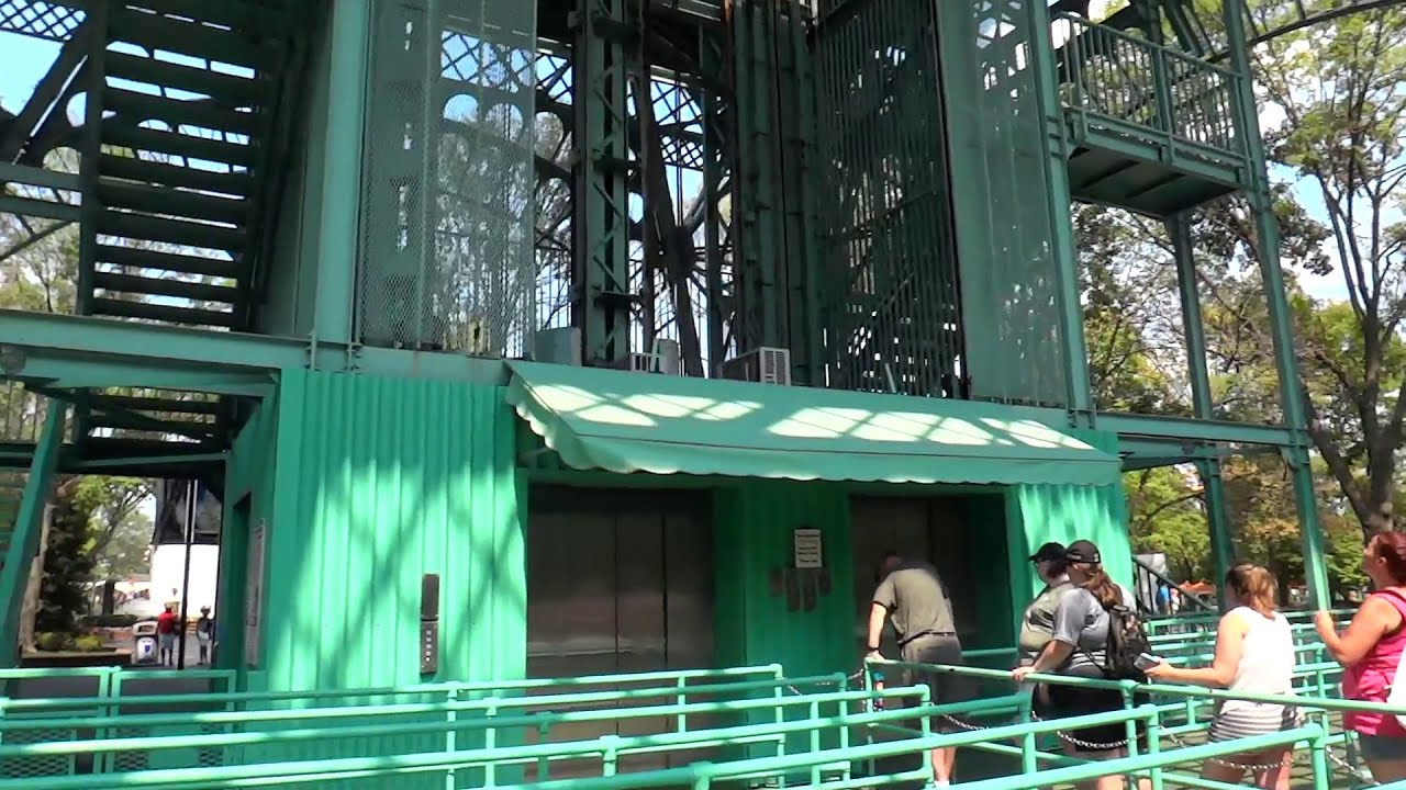 Going Up the Eiffel Tower Elevator at Kings Dominion!