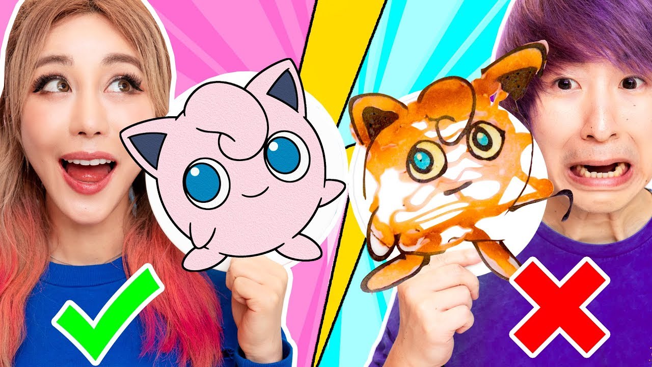 Pancake Art challenge | Bf vs Gf | Learn How To Make Captain Marvel, Pokemon, Avengers