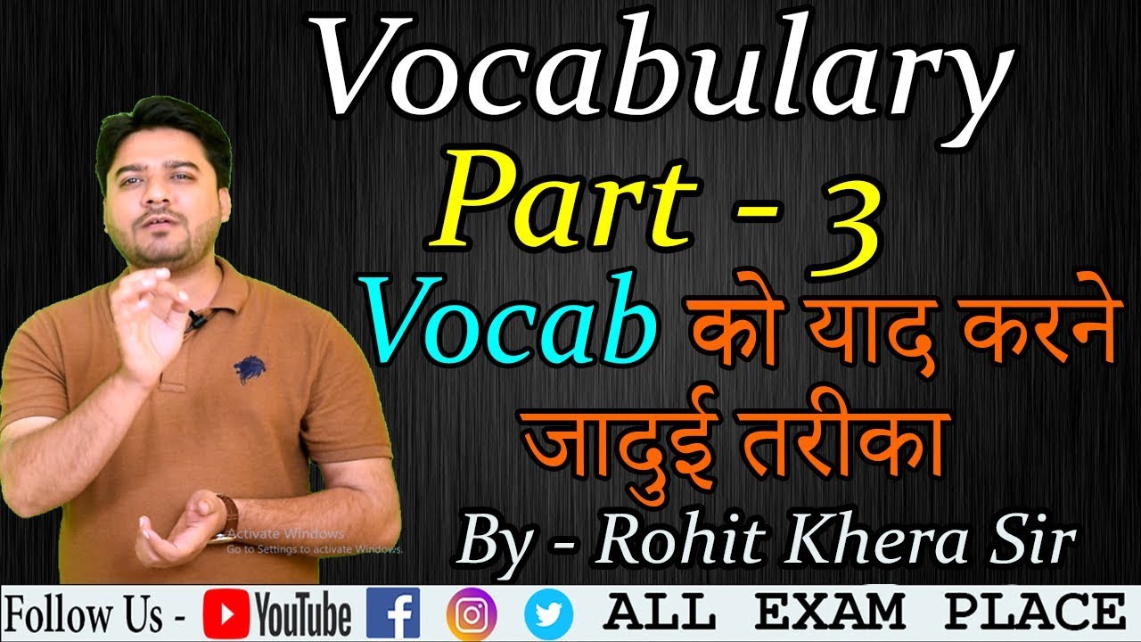 Vocabulary Part 3 for Bank PO, Clerk, SBI PO, SSC CGL, GRE, CAT Exams By Rohit Khera