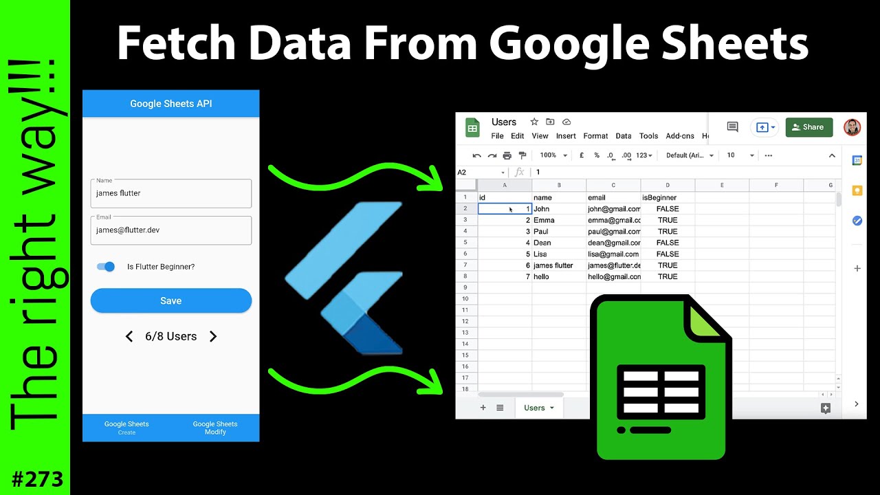 Flutter Tutorial - Google Sheets API 2/3 - Read & Fetch Data & SpreadSheets CRUD