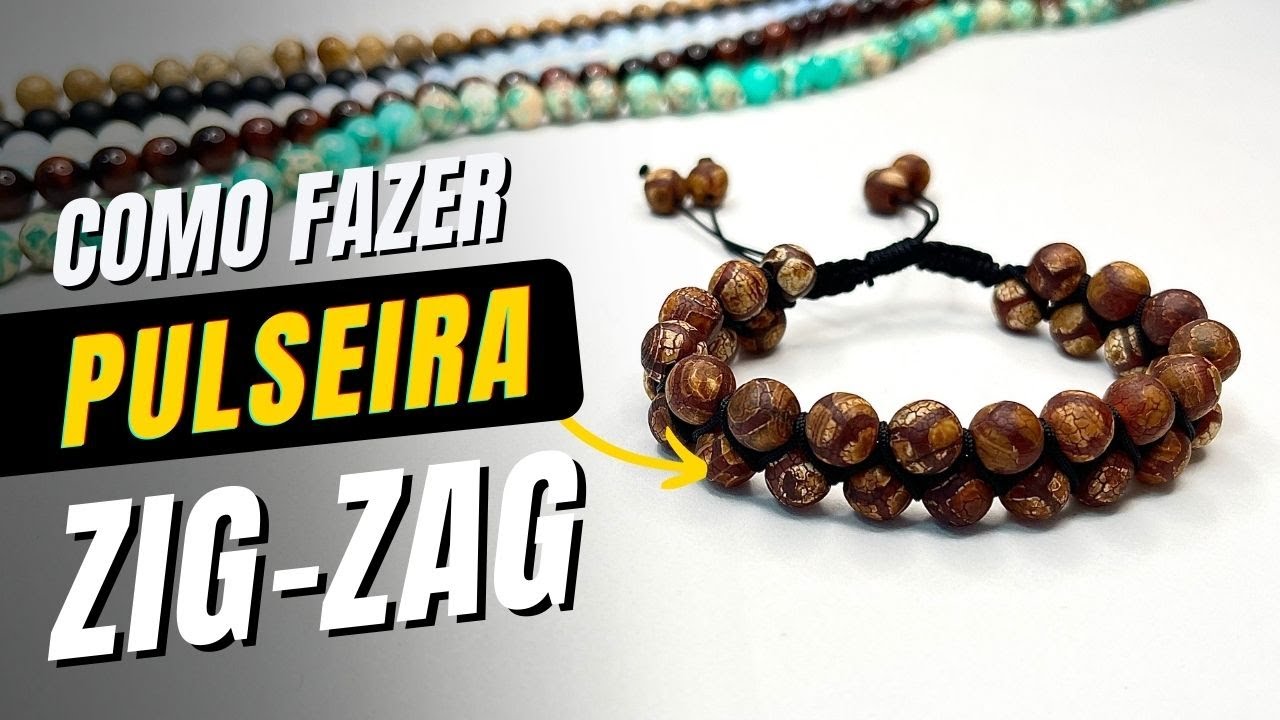 Como fazer pulseira Zig-Zag - pulseira masculina de pedra [DYE - passo a passo]